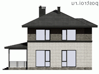 I-171-1P проект двухэтажного дома из пеноблоков размером 10 на 10 - вид сзади