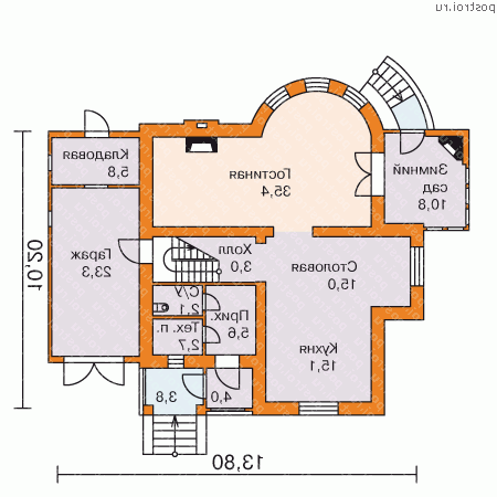 I-186-1P проект двухэтажного дома из пеноблоков с гаражом размером 10 на 14 - 1-й этаж