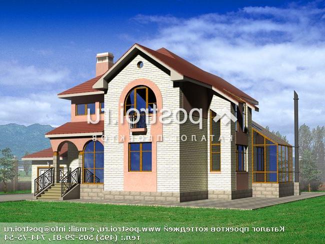 I-186-1P проект двухэтажного дома из пеноблоков с гаражом размером 10 на 14