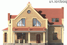 I-206-1P проект двухэтажного дома из пенобетона размером 15 на 14  - вид спереди