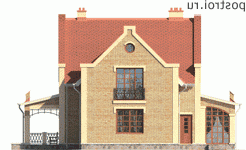 I-206-1P проект двухэтажного дома из пенобетона размером 15 на 14  - вид слева
