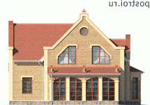 I-206-1P проект двухэтажного дома из пенобетона размером 15 на 14  - вид сзади