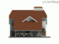 I-207-1P проект одноэтажного коттеджа из пенобетона с мансардой размером 11 на 16 - вид слева