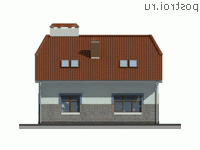 I-207-1P проект одноэтажного коттеджа из пенобетона с мансардой размером 11 на 16 - вид справа