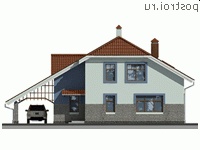 I-207-1P проект одноэтажного коттеджа из пенобетона с мансардой размером 11 на 16 - вид сзади