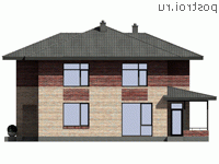 I-208-1P проект двухэтажного дома из пенобетона размером 12 на 14  - вид слева