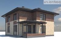 I-208-1P проект двухэтажного дома из пенобетона размером 12 на 14 