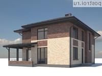 I-208-1P проект двухэтажного дома из пенобетона размером 12 на 14 