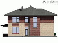 I-208-1P проект двухэтажного дома из пенобетона размером 12 на 14  - вид справа