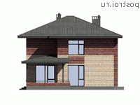 I-208-1P проект двухэтажного дома из пенобетона размером 12 на 14  - вид сзади