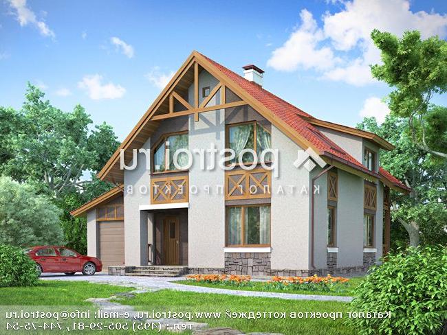 J-138-1P проект двухэтажного дома из газобетона с гаражом размером 9 на 12 