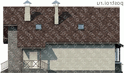 J-175-1P проект одноэтажного дома из пеноблоков с мансардой размером 13 на 12  - вид слева