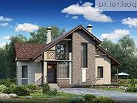 J-175-1P проект одноэтажного дома из пеноблоков с мансардой размером 13 на 12 