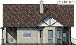 J-175-1P проект одноэтажного дома из пеноблоков с мансардой размером 13 на 12  - вид справа