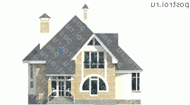 J-182-1P проект двухэтажного дома из пеноблоков размером 14 на 9  - вид спереди