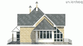 J-182-1P проект двухэтажного дома из пеноблоков размером 14 на 9  - вид слева