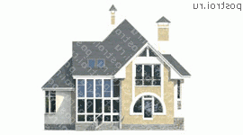 J-182-1P проект двухэтажного дома из пеноблоков размером 14 на 9  - вид сзади