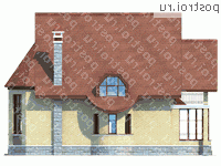 J-252-1P проект двухэтажного коттеджа из пеноблоков размером 12 на 12  - вид слева