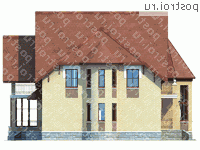 J-252-1P проект двухэтажного коттеджа из пеноблоков размером 12 на 12  - вид справа