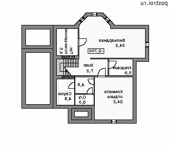 J-279-1P проект двухэтажного дома из пенобетона с цоколем и гаражом размером 11 на 15  - цоколь