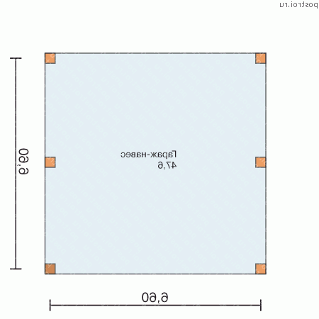 K-048-1S проект одноэтажного каркасного гаража размером 7 на 7  - 1-й этаж