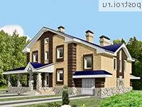 K-207-1P проект двухэтажного дома из пенобетона с гаражом размером 13 на 16 