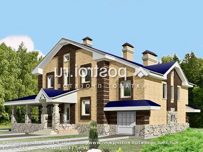 K-207-1P проект двухэтажного дома из пенобетона с гаражом размером 13 на 16 