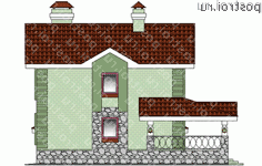 K-207-1P проект двухэтажного дома из пенобетона с гаражом размером 13 на 16  - вид справа