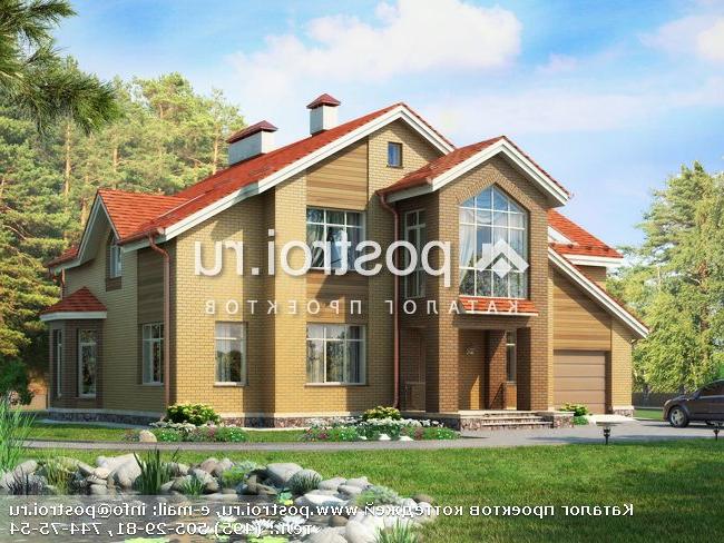 K-216-1P проект двухэтажного коттеджа из пеноблоков с гаражом размером 15 на 17 