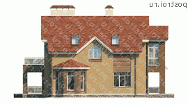 K-216-1P проект двухэтажного коттеджа из пеноблоков с гаражом размером 15 на 17  - вид справа