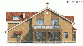 K-216-1P проект двухэтажного коттеджа из пеноблоков с гаражом размером 15 на 17  - вид сзади