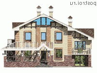 K-217-1P проект двухэтажного дома из пенобетона размером 15 на 16  - вид спереди