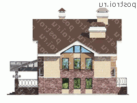 K-217-1P проект двухэтажного дома из пенобетона размером 15 на 16  - вид слева