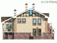 K-217-1P проект двухэтажного дома из пенобетона размером 15 на 16  - вид сзади