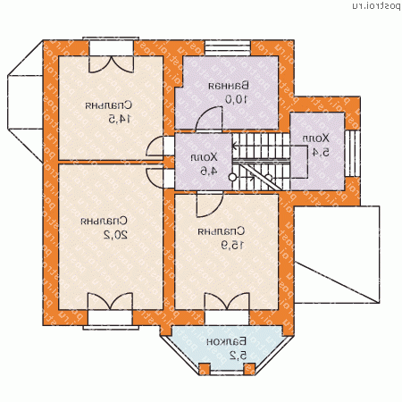 K-230-1P проект двухэтажного дома из газобетона с цоколем и гаражом размером 11 на 11  - 2-й этаж