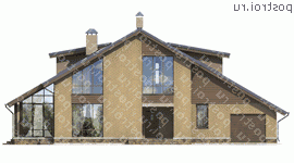 K-236-1P проект двухэтажного дома из газобетона с гаражом размером 11 на 19  - вид спереди