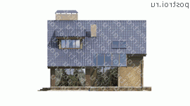 K-236-1P проект двухэтажного дома из газобетона с гаражом размером 11 на 19  - вид справа