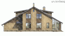 K-236-1P проект двухэтажного дома из газобетона с гаражом размером 11 на 19  - вид сзади