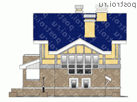 K-251-1P проект двухэтажного дома из газобетона с мансардой размером 12 на 15  - вид слева