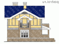 K-251-1P проект двухэтажного дома из газобетона с мансардой размером 12 на 15  - вид справа