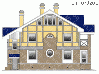 K-251-1P проект двухэтажного дома из газобетона с мансардой размером 12 на 15  - вид сзади