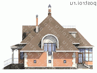 K-256-1P проект двухэтажного коттеджа из пеноблоков с гаражом размером 16 на 14 - вид слева