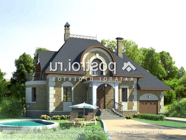 K-256-1P проект двухэтажного коттеджа из пеноблоков с гаражом размером 16 на 14