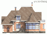 K-256-1P проект двухэтажного коттеджа из пеноблоков с гаражом размером 16 на 14 - вид сзади