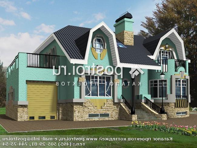 K-279-1K проект двухэтажного дома из кирпича с цоколем и гаражом размером 15 на 18 