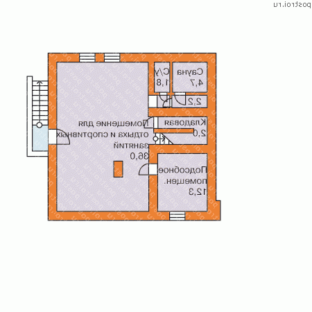 K-292-1P проект двухэтажного дома из пеноблоков с цоколем и гаражом размером 10 на 14  - цоколь
