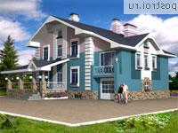 K-292-1P проект двухэтажного дома из пеноблоков с цоколем и гаражом размером 10 на 14 