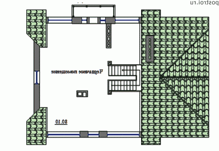 K-306-1P проект трехэтажного коттеджа из пенобетона с цоколем и мансардой и гаражом размером 12 на 16  - мансарда