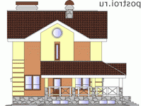 K-306-1P проект трехэтажного коттеджа из пенобетона с цоколем и мансардой и гаражом размером 12 на 16  - вид справа