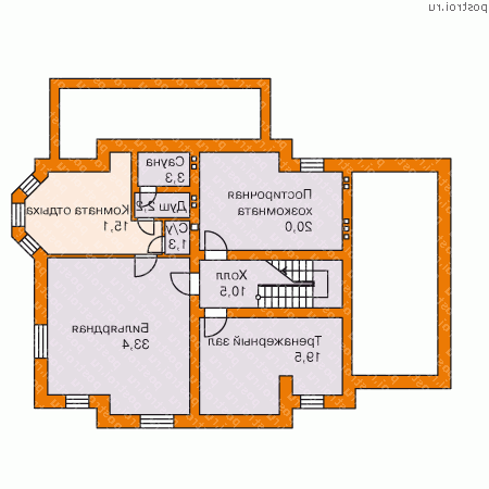 K-371-1P проект двухэтажного дома из газобетона с цоколем и гаражом размером 13 на 17  - цоколь